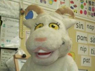 Genevieve the goat visits St. Mary's