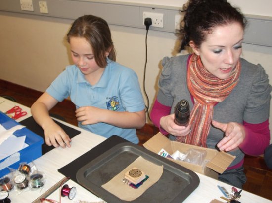 Children making celtic art