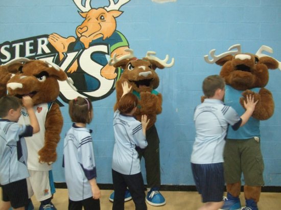 Pupils play mascots