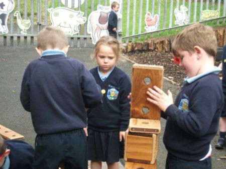 Mrs Duffy's class enjoying time in our new outdoor area
